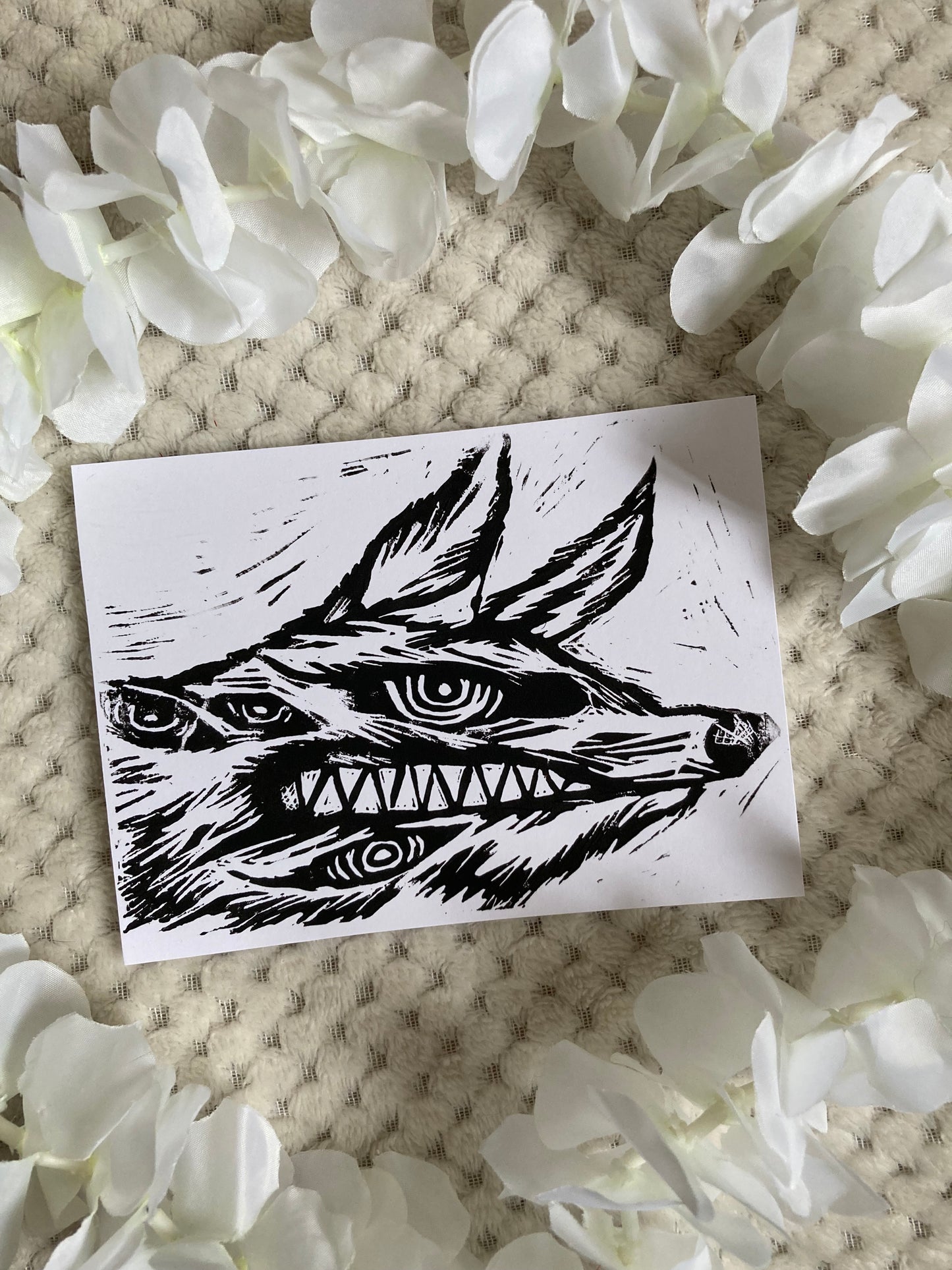 Demon Dog Lino Print