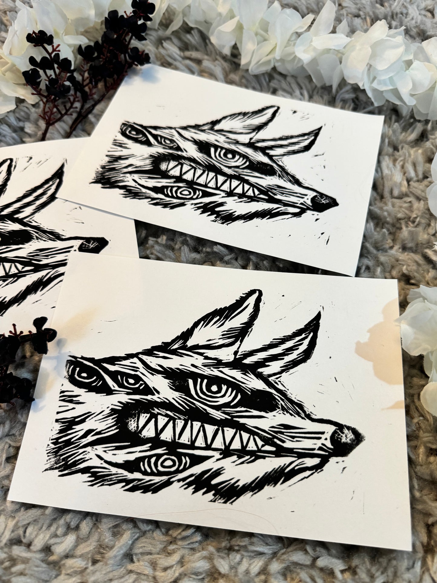 Demon Dog Lino Print