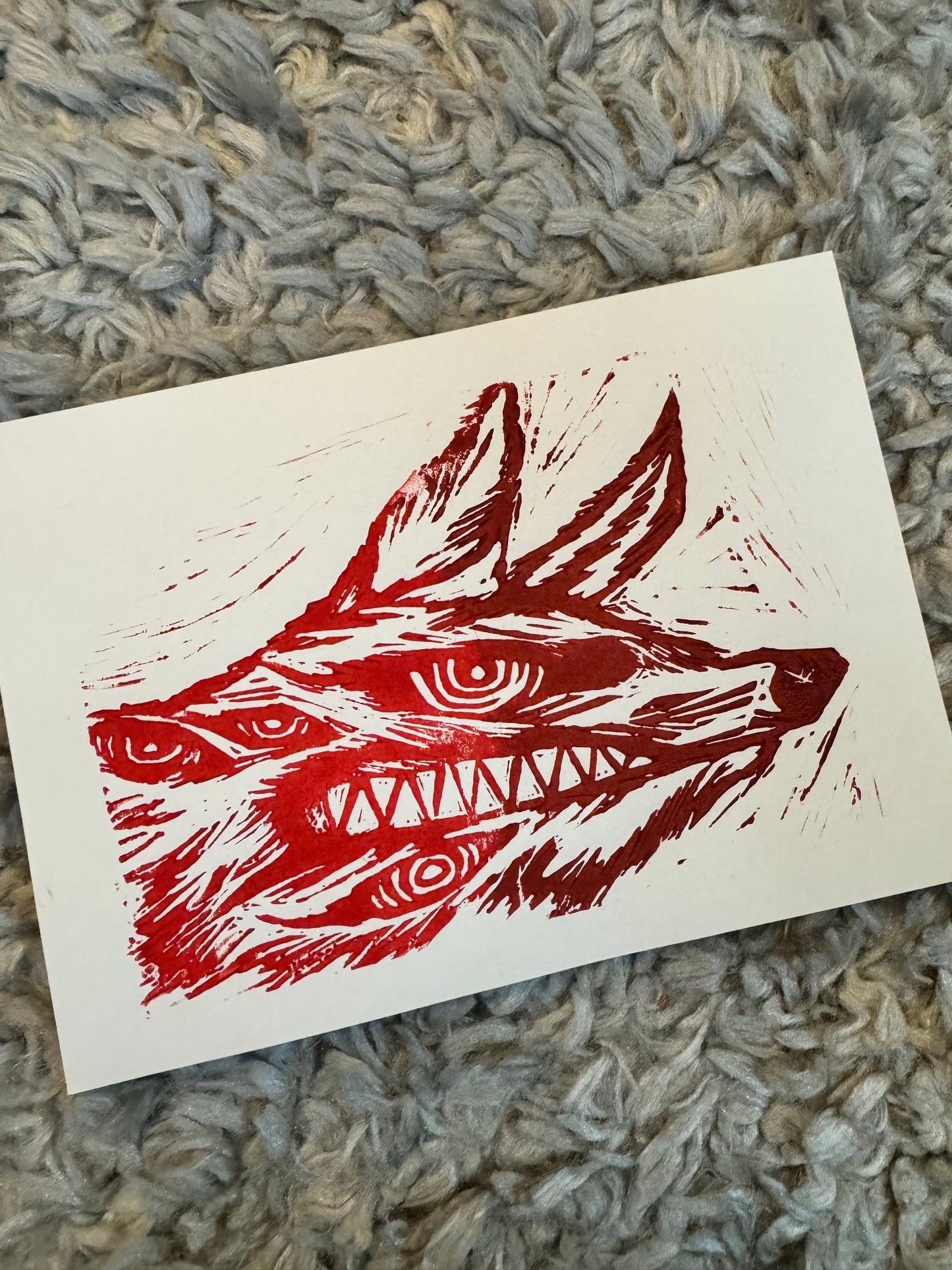 Demon Dog Lino Print