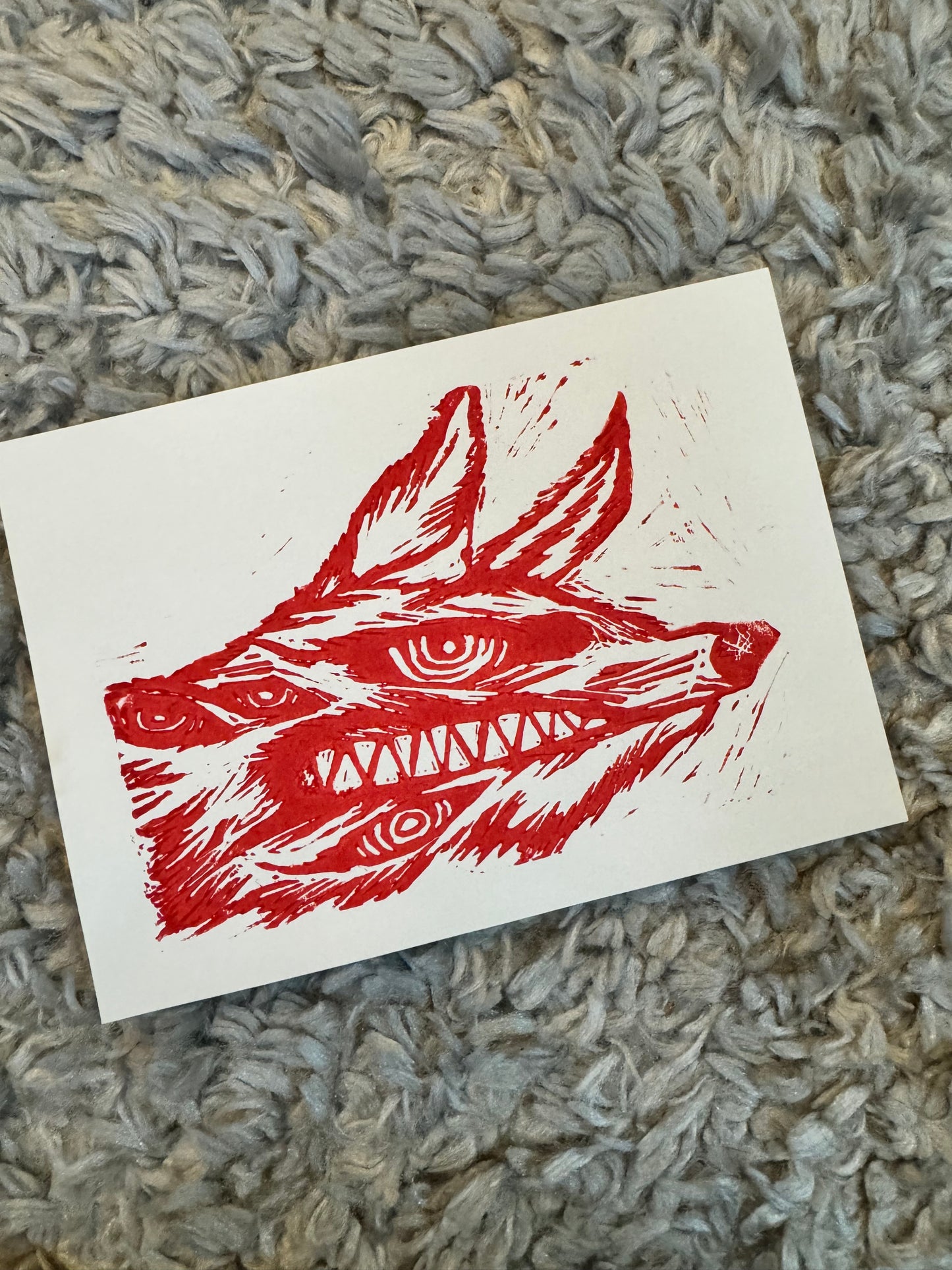 Demon Dog Lino Print