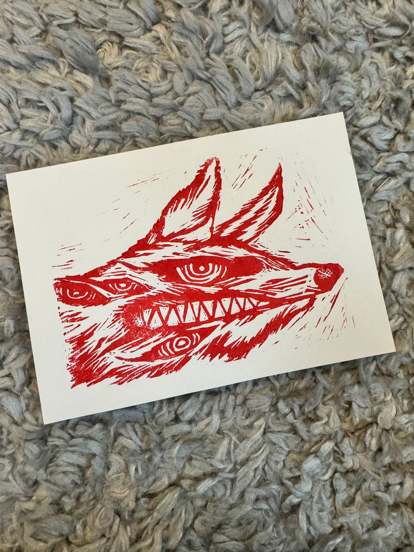 Demon Dog Lino Print