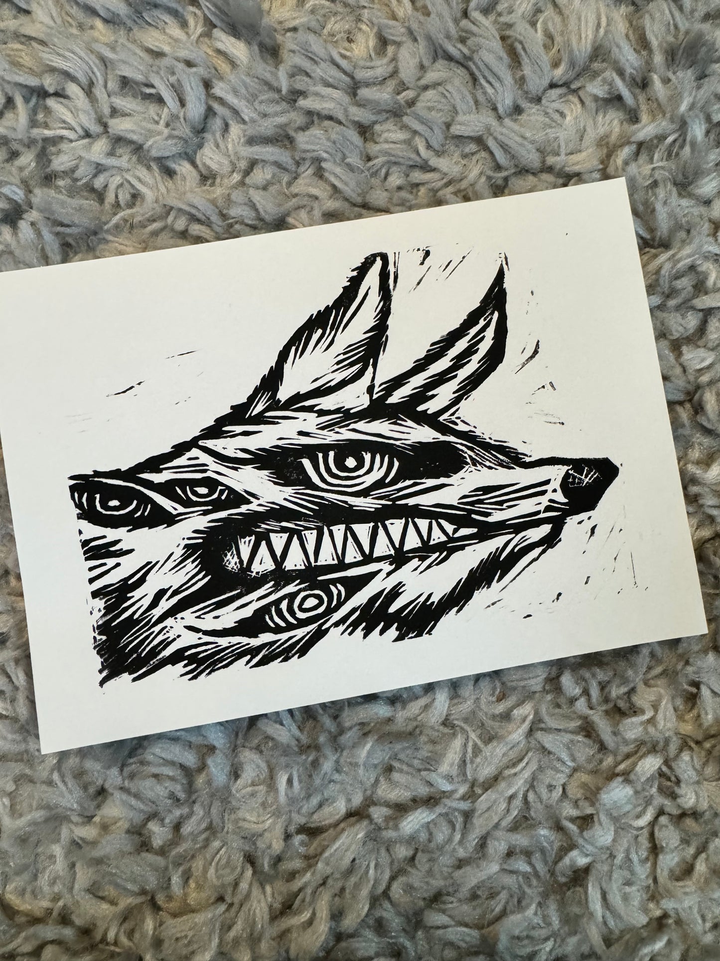 Demon Dog Lino Print