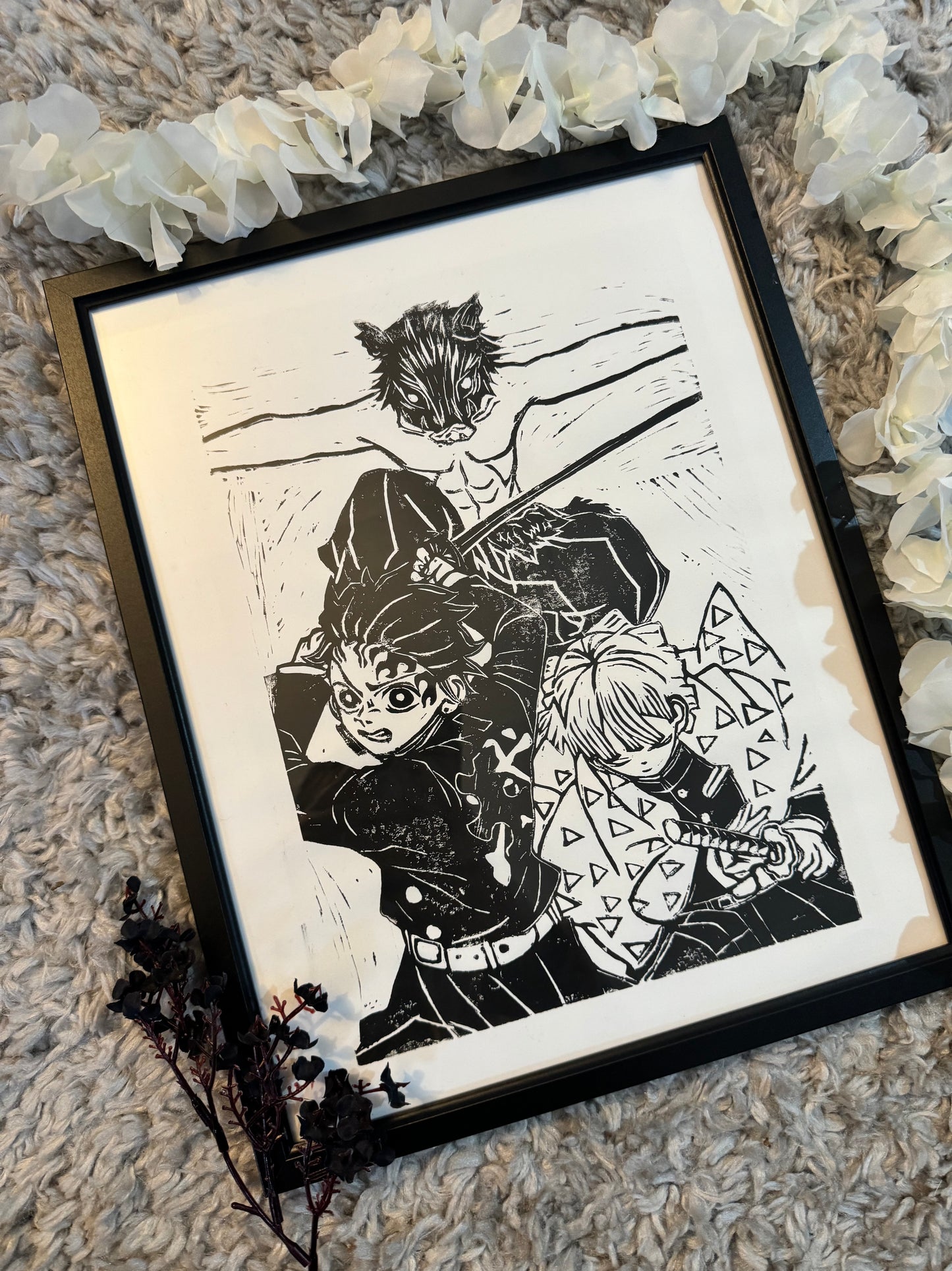 Demon Slayer Trio Lino Print