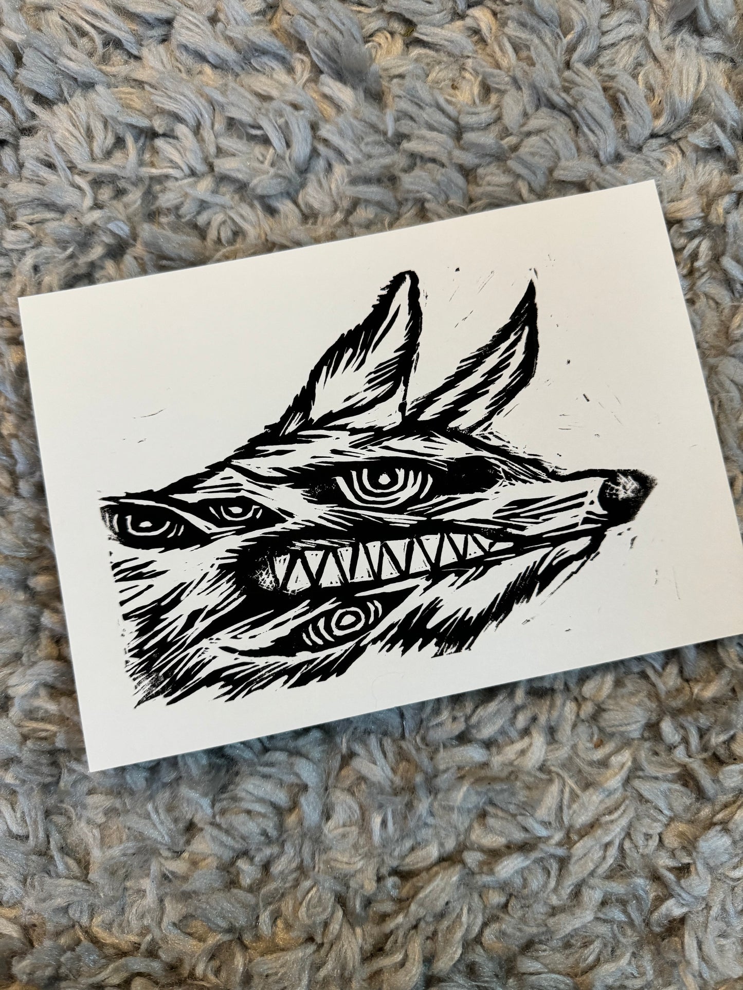 Demon Dog Lino Print