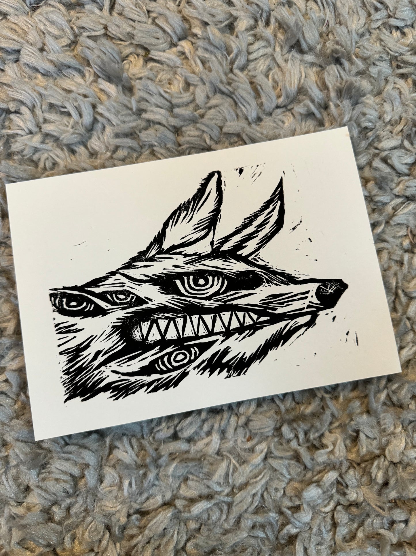 Demon Dog Lino Print