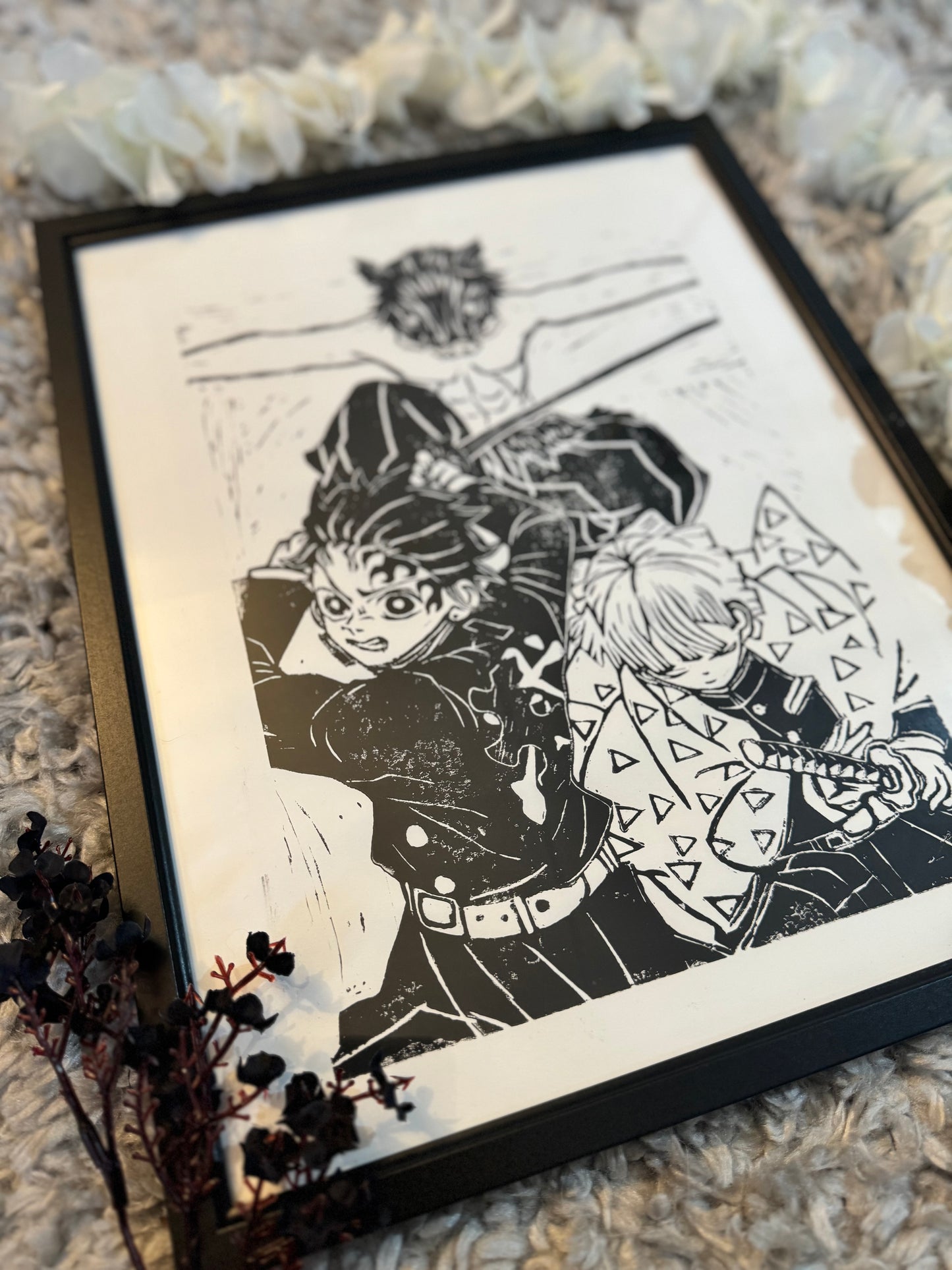 Demon Slayer Trio Lino Print