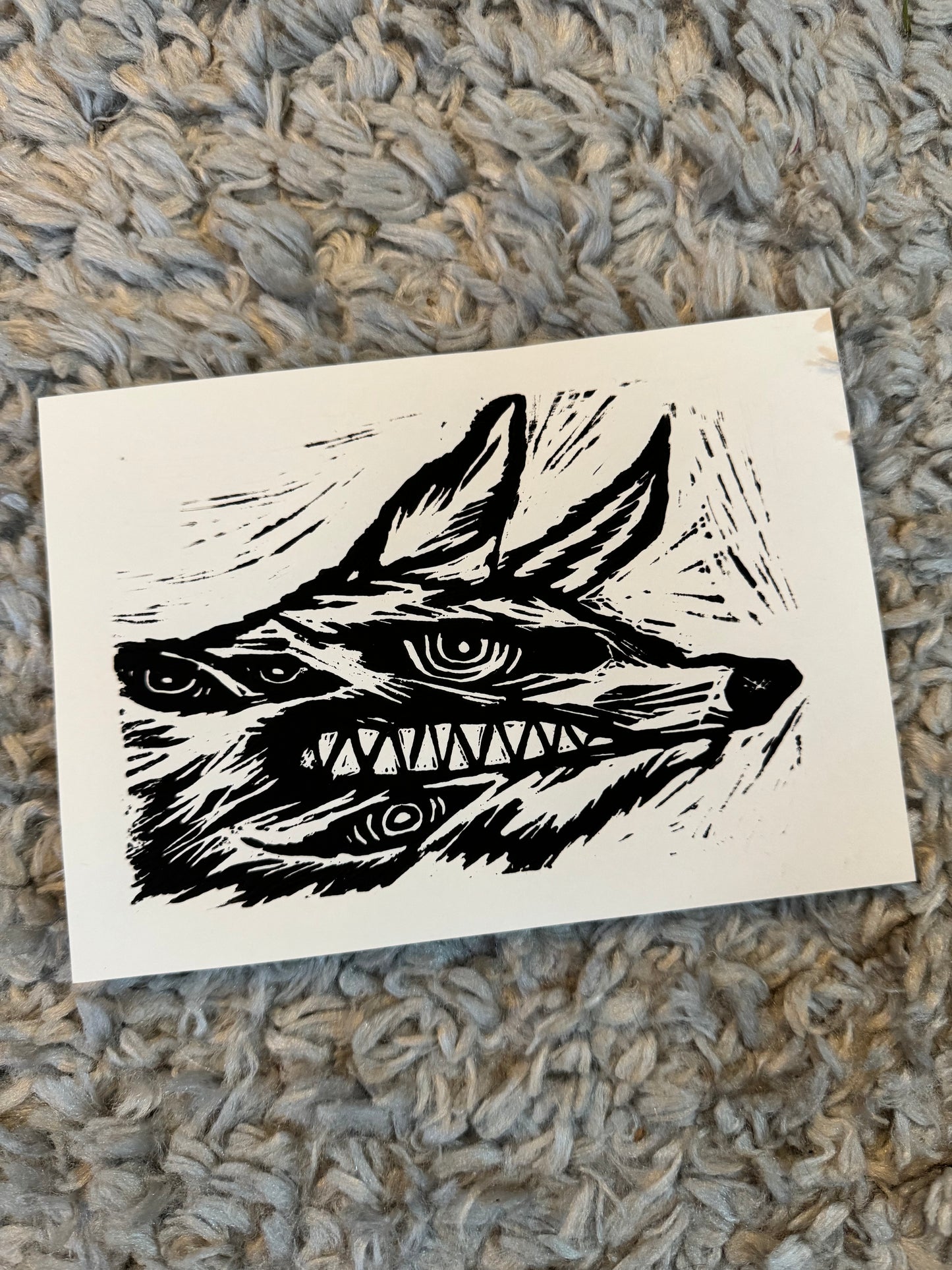 Demon Dog Lino Print