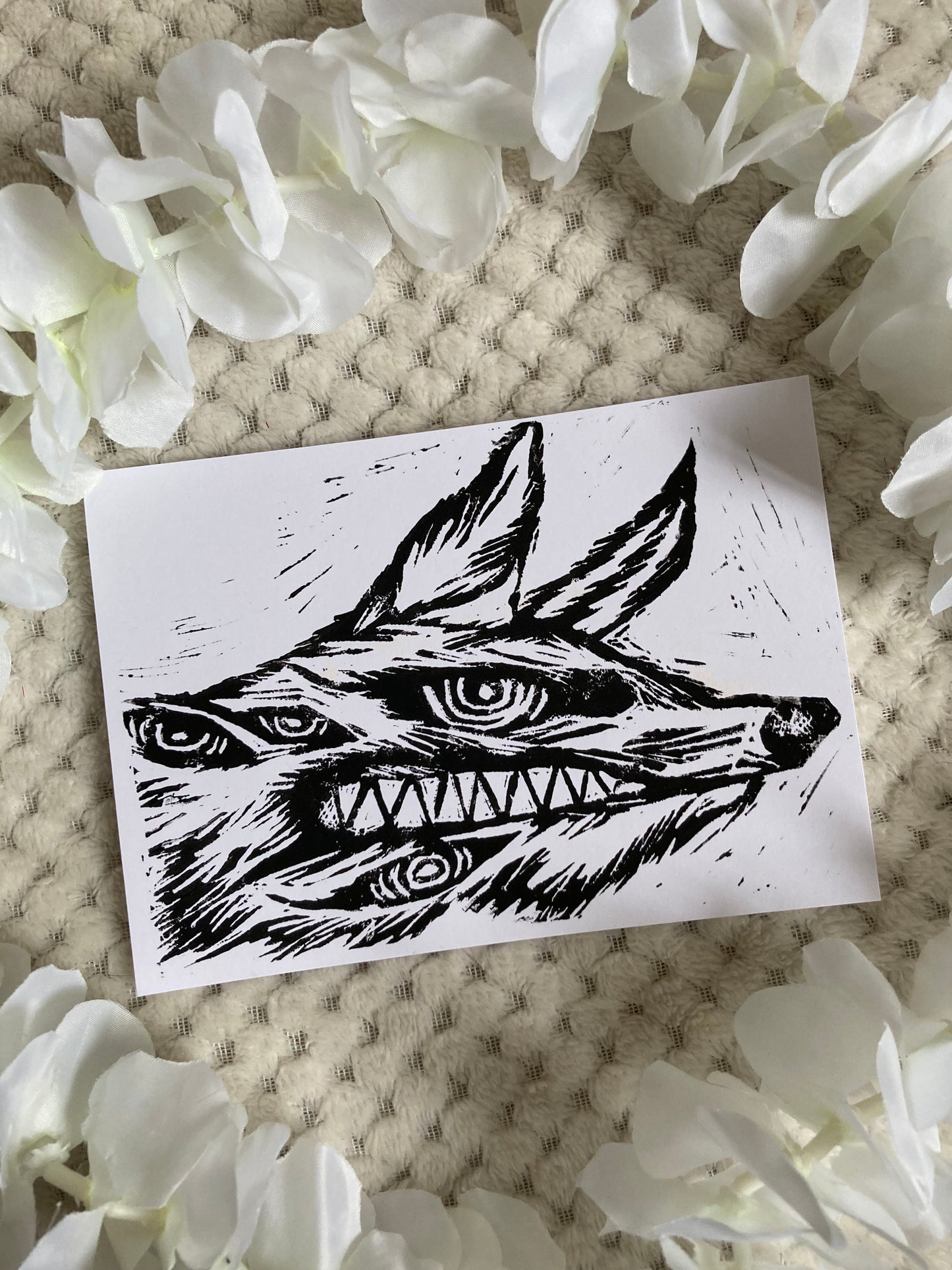 Demon Dog Lino Print